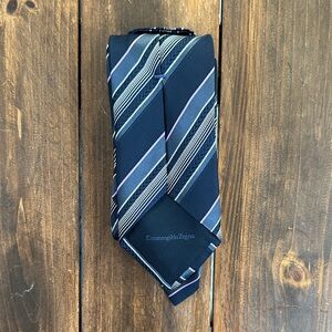 Ermenegildo Zegna Navy and Magenta Striped Tie